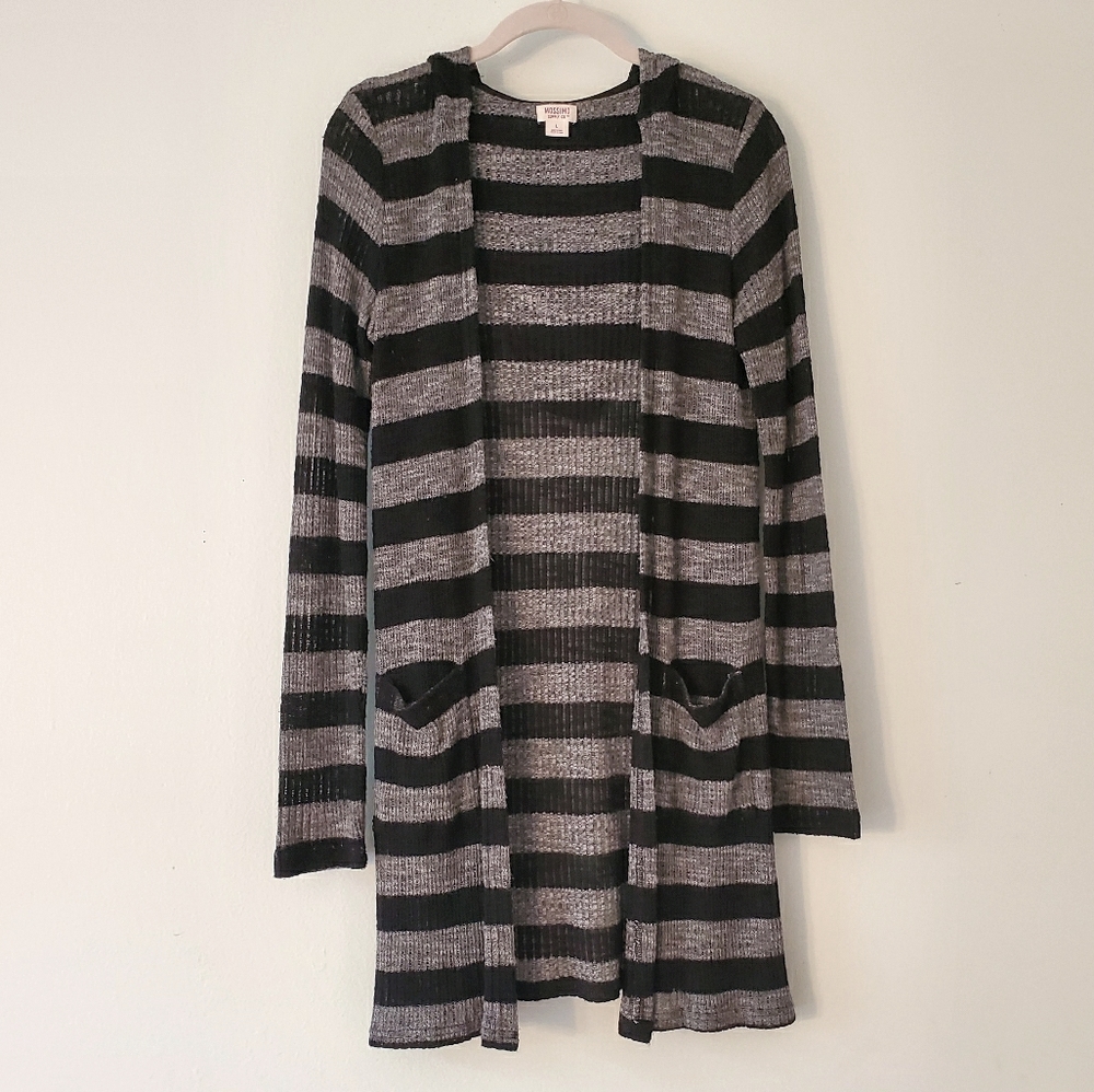 Striped Hooded Cardigan